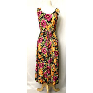 Campagnie Internationale Express Women Hawaiian Dress Size 5/6 Floral Maxi
